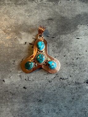 Turquoise Stone Copper Pendant Necklace